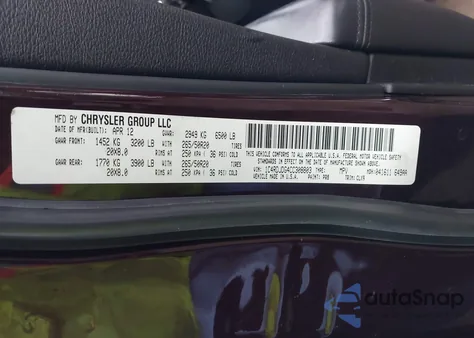 2012 Dodge Durango Crew из США, поврежденный, VIN 1C4RDJDG4CC308803